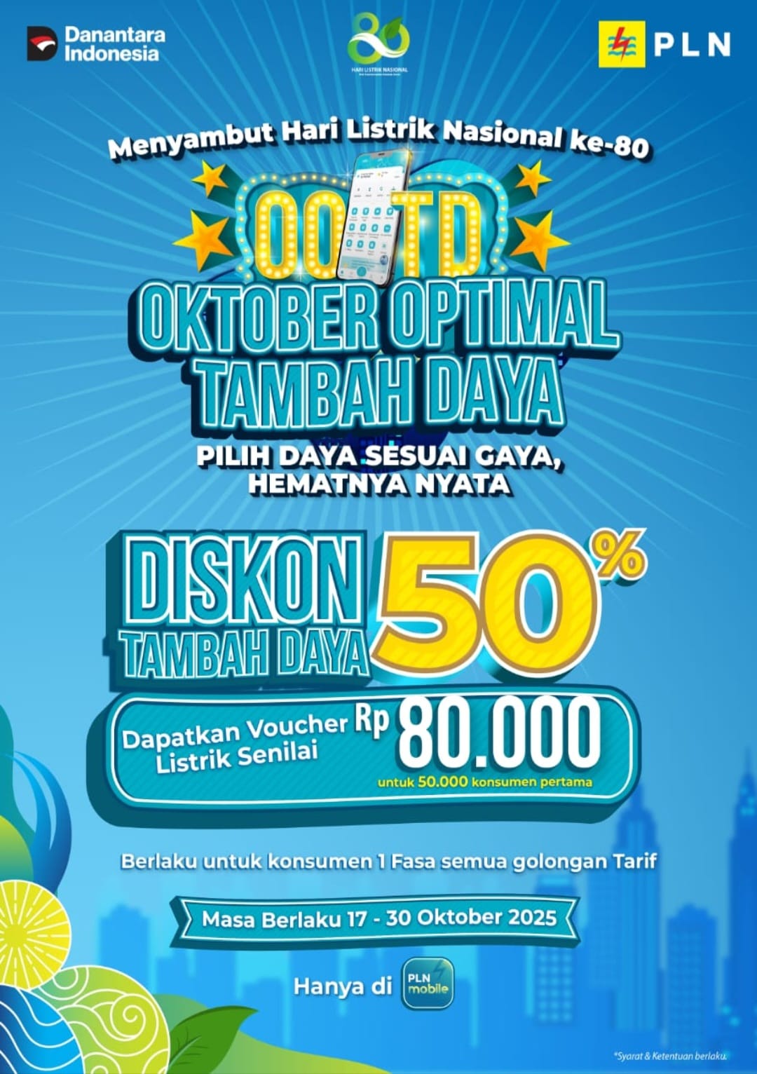 PLN Hadirkan Program Spesial “Oktober Optimal Tambah Daya” Sambut Hari Listrik Nasional ke-80